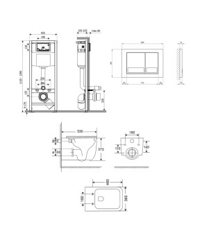 Комплект Qtap Gemini Ultra Quiet: Подвесной унитаз + Инсталляция Nest 4 в 1 (Chrome) SD00052285
