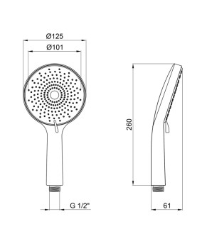 Qtap Rucni Лійка для ручного душу 120 мм округла QTRUCA120R3GRP Graphite
