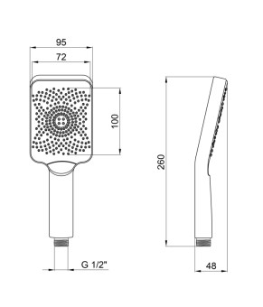 Qtap Rucni Лійка для ручного душу 145x90 мм прямокутна QTRUCA145S1GRP Graphite