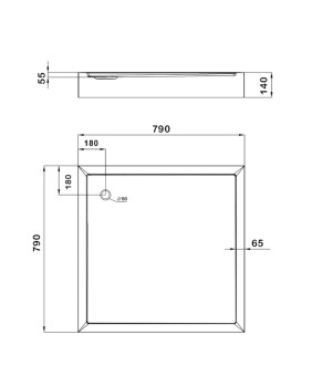 Душевой поддон KAPIELKA ST80x80х14 низкий, квадратный, диаметр слива 52 мм Lidz (SD00051136)