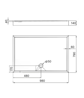 Душевой поддон KAPIELKA ST100x80х14 низкий, прямоугольный, Ø52 мм Lidz (SD00051133)