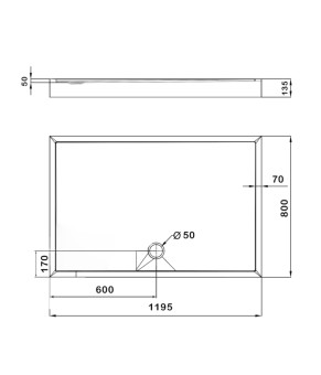 Душевой поддон KAPIELKA ST120x80х14 низкий, прямоугольный, диаметр слива 52 мм Lidz (SD00051134)