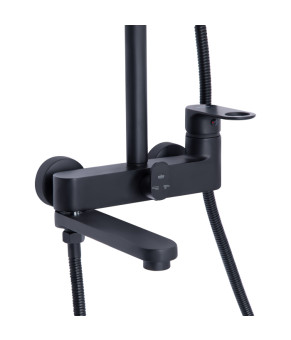 Универсальная душевая система Qtap Jay с изливом QTJAY111BLM45549 Black Matt