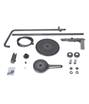 Универсальная душевая система Qtap Slavonice с изливом Gunmetal Black PVD (QTSLA111GMB45905)