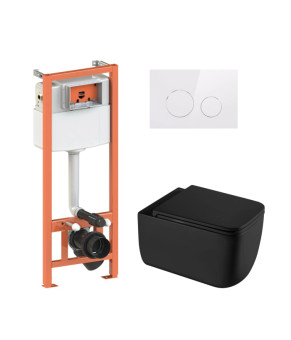 Комплект Qtap: Подвесной унитаз Gemini + инсталляция Nest 4 в 1 White (SD00052292)