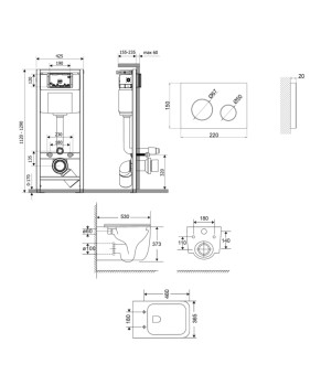 Комплект Qtap: Подвесной унитаз Gemini + инсталляция Nest 4 в 1 White (SD00052292)