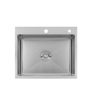 Комплект кухонна мийка Kroner Gebürstet-6050HM + змішувач Klassisch-ESG03817BLK+ дозатор Spender-016