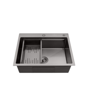 Комплект кухонна мийка Kroner Schwarze-6350HM PVD + змішувач Graz-GRP030 + дозатор Spender-026