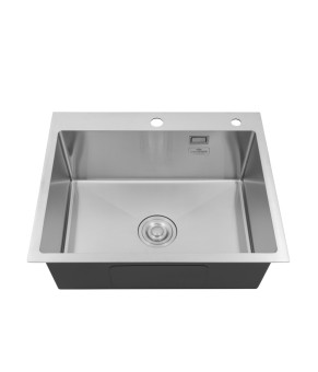 Комплект кухонна мийка Kroner Gebürstet-6050HM + змішувач Küche-C031BLK + дозатор Spender-016