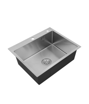 Комплект кухонна мийка Kroner Gebürstet-6050HM + змішувач Ersel-C03111BLK + дозатор Spender-016