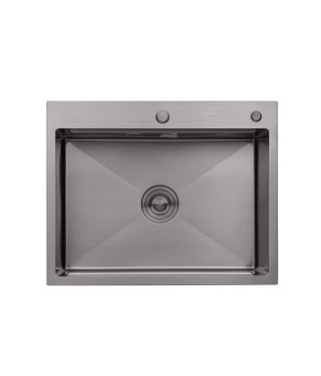 Комплект кухонна мийка Kroner Schwarze-6350HM PVD + змішувач Makon-GRP030-T + дозатор Spender-SCH049