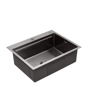 Комплект кухонна мийка Kroner Schwarze-6350HM PVD + змішувач Ersel-GRP03393BLK + дозатор Spender-SCH049