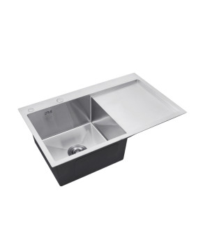 Комплект кухонна мийка Kroner Gebürstet-7849LHM + змішувач Edelstahl Klassisch-ESG03815BLK + дозатор Spender-016