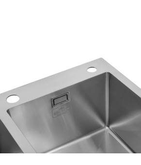 Комплект кухонна мийка Kroner Gebürstet-7843ZHM + змішувач Edelstahl Klassisch-ESG03815BLK + дозатор Spender-016