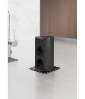 Мебельная выдвижная розетка ASA VersaLift беспроводная зарядка 2x220 USB type A+C черная (060.47F.00015)