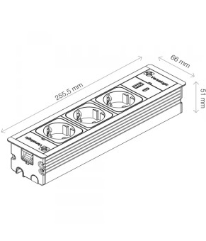 Розетковий модуль Versaframe 3.0 на 3 розетки + 1 USB 5V (A+C) алюміній 060.40F.00007