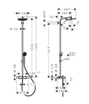 Душевая система hansgrohe Activera S 240 1jet EcoSmart с термостатом Ecostat Fine хром (28871000)