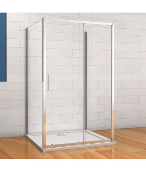 Душевая кабина пристенная DUSEL A-517 140х90х195 раздвижная, профиль хром, стекло прозрачное