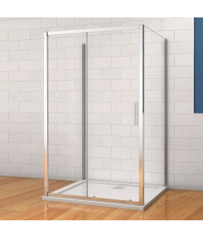 Душевая кабина пристенная DUSEL A-517 140х90х195 раздвижная, профиль хром, стекло прозрачное