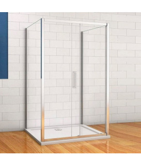 Душевая кабина пристенная DUSEL A-517 140х90х195 раздвижная, профиль хром, стекло прозрачное
