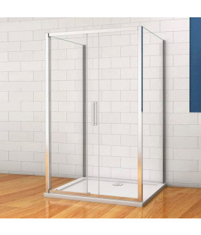 Душевая кабина пристенная DUSEL A-517 140х90х195 раздвижная, профиль хром, стекло прозрачное