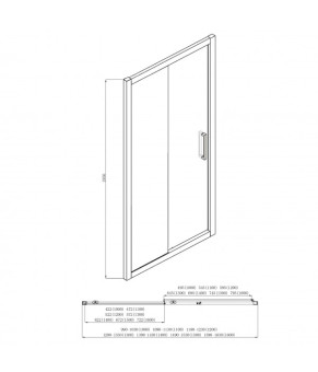 Душевая кабина пристенная DUSEL A-517B 130х80х195 раздвижная, профиль черный, стекло прозрачное
