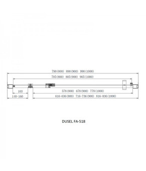 Душевая кабина пристенная DUSEL A-518B 100х100х195 распашная, профиль черный, стекло прозрачное