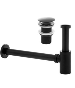 Сифон для раковины YOKA BLACK универсальный + CLICK-KLAK без перелива (BK.SYPOP-14-BLK)