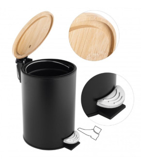 Корзина для мусора YOKA VINI BLACK BAMBOO 3л. для ванной комнаты (CH.VINI-BLK)