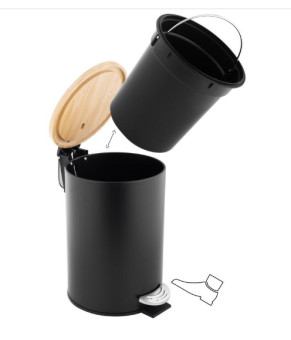 Корзина для мусора YOKA VINI BLACK BAMBOO 3л. для ванной комнаты (CH.VINI-BLK)