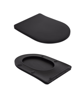 Унитаз Qtap Robin Ultra Quiet безободковый Soft-close, Черный матовый (QT13226083AMB)