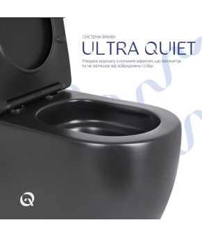 Унитаз Qtap Robin Ultra Quiet безободковый Soft-close, Черный матовый (QT13226083AMB)