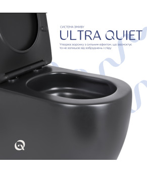 Унитаз Qtap Robin Ultra Quiet безободковый Soft-close, Черный матовый (QT13226083AMB)
