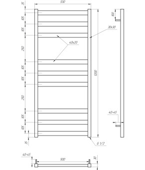 Полотенцесушитель Genesis Aqua Tristar Flat Dry GA-5001-1