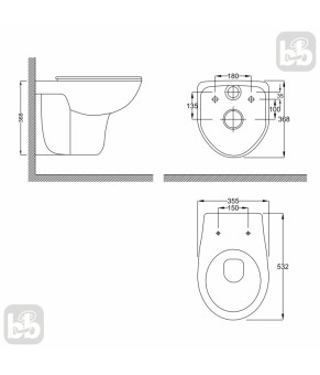 Набор инсталляционный RJ FEEL Rimless унитаз подвесной, сидение DUOFIX Basic (RJ4545+458.103.00.1)