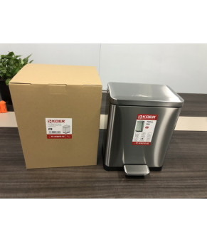 Ведро для мусора с плавным закрытием прямоугольное Koer TC-010315-02 15 л цвет нержавейка (KR5603)