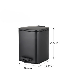 Відро для сміття з плавним закриттям квадратне Zerix Kubix-TC0106 Black 6 л чорний (ZX5890)