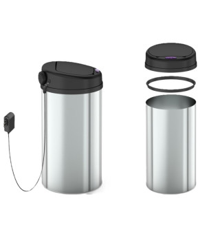 Сенсорное ведро для мусора Mixxus Premium Ellipse-TC0109 Chrome-Black 9л (MI7083)