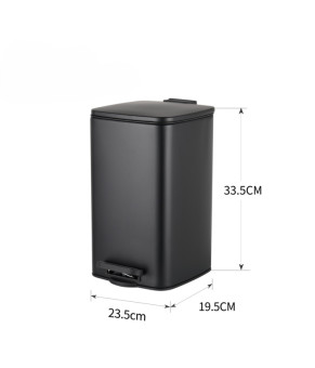Мусорное ведро с плавным закрытием квадратное Zerix Kubix-TC0108 Black 8 л черный (ZX5892)