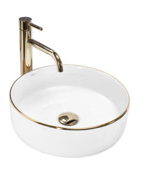Умывальник (раковина) REA SAMI GOLD EDGE накладной белый * (REA-U6758)
