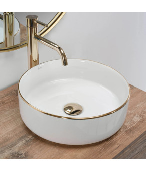 Умывальник (раковина) REA SAMI GOLD EDGE накладной белый * (REA-U6758)