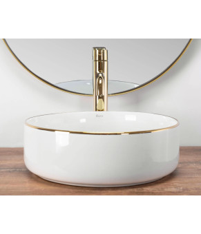 Умывальник (раковина) REA SAMI GOLD EDGE накладной белый * (REA-U6758)