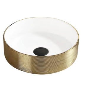 Умывальник (раковина) MEXEN CLARISA BRUSHED GOLD WHITE накладной (MEX-22073655)