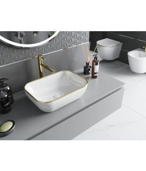 Умывальник (раковина) MEXEN RITA WHITE GOLD EDGE накладной  (MEX-21084505)