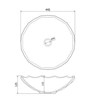Умывальник (раковина) MEXEN INGA 44 BLACK накладной (MEX-24074470)