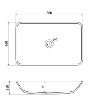 Умывальник (раковина) MEXEN MEGAN 56 GOLD накладной (MEX-24135650)
