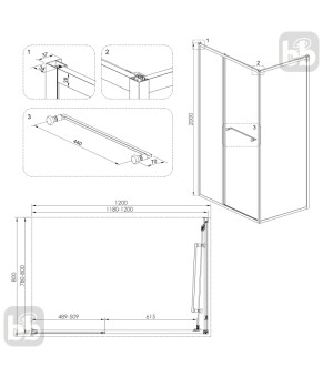Душевая кабина Volle CRUZE 80*120 см двери складные внутрь профиль хром 1047.134701