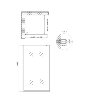 Душевая перегородка Qtap Walk-In Standard BLM209.C8 90х200 см, стекло Clear 8 мм, покрытие CalcLess (SD00051925)