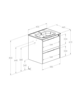 Шкафчик с умывальником Roca Alpine Unik 600 (A852012606)