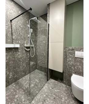 Душевая перегородка Aquanil FIT 110x195 8мм прозрачное стекло, профиль черный (FIT110х195Black)
